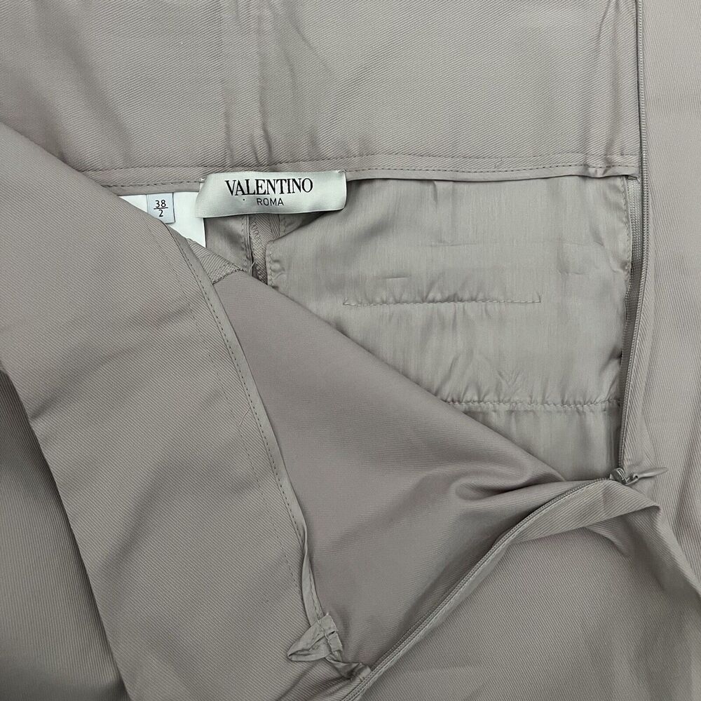 Valentino Roma Spa Pants Womens Size 2 Italy Size 38/2 Raw Hem Cream Gray Taupe - Picture 6 of 16